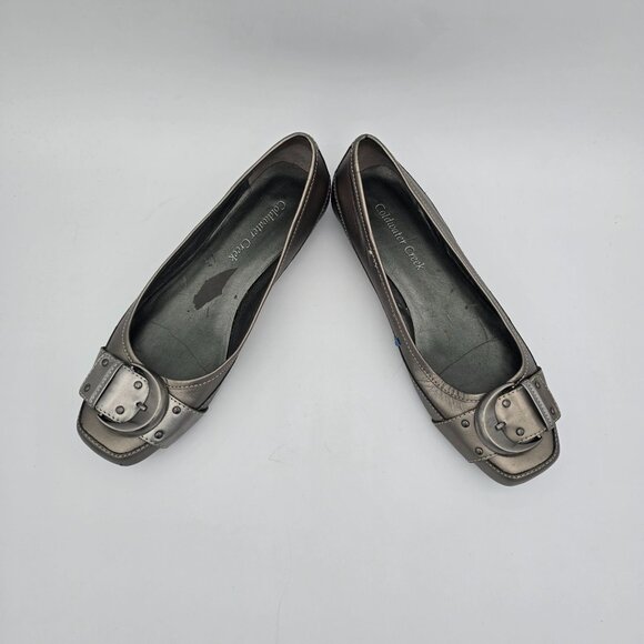 Coldwater Creek Womens Silver Metallic Flats With Buckle Size 7.5 - Picture 4 of 9